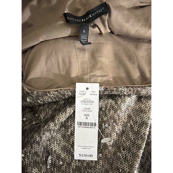 NWT White House Black Market Sequin Gold & Silver Sleeveless Mini Dress Size S - Picture 3 of 3